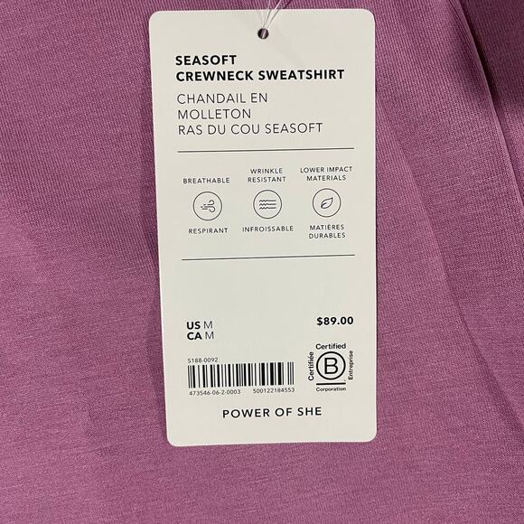 NWT Athleta Purple Lilac Seasoft Crewneck Sweatshirt Size M - Picture 8 of 11